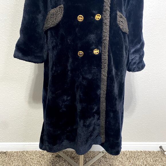 Fingerhut Fashions Faux Fur Mob Wife Witchy Whimsigoth Luxury Black Trench Coat - Picture 9 of 16